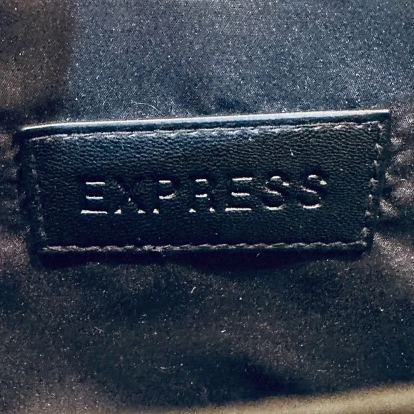 🌟2xHP🌟VTG Express Floral Embroidery Black Faux Leather Saddle Bag Gold Chain - Picture 5 of 13